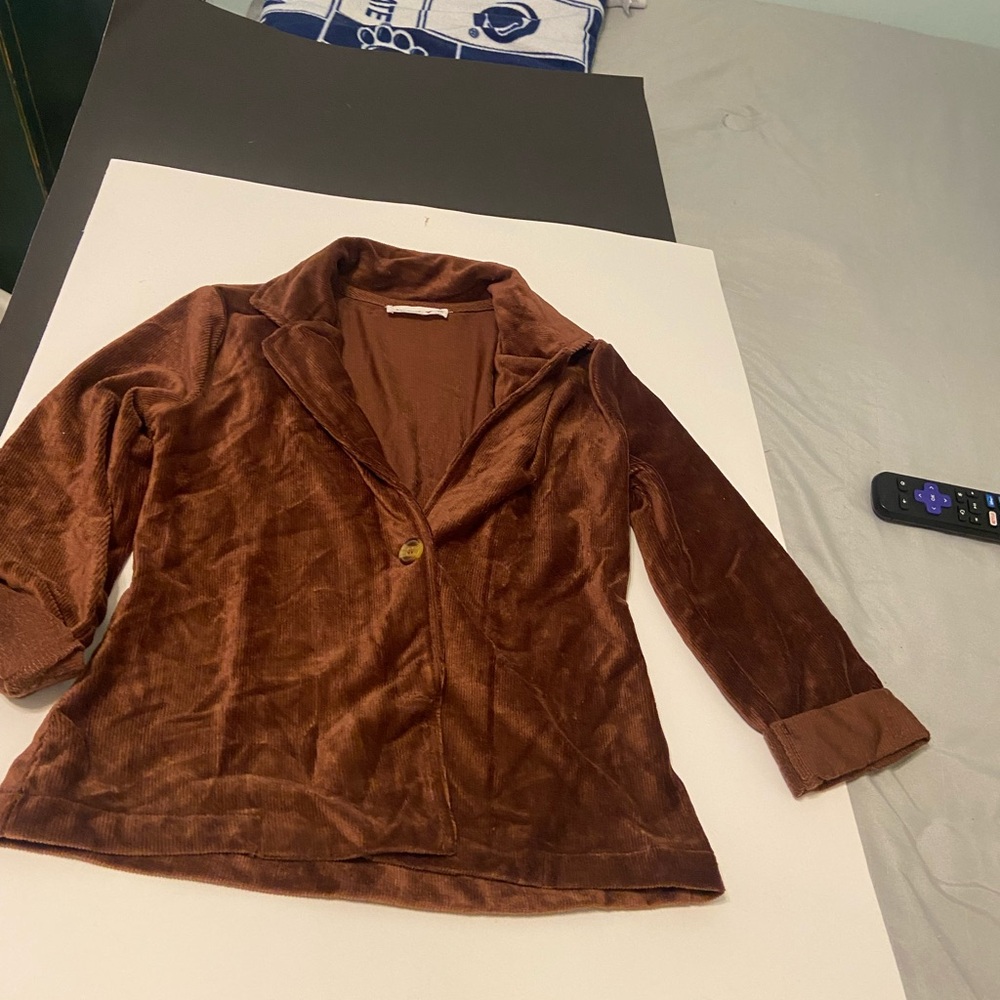 Beautees Chocolate Velvet Girls Blazer Size 10 NWOT